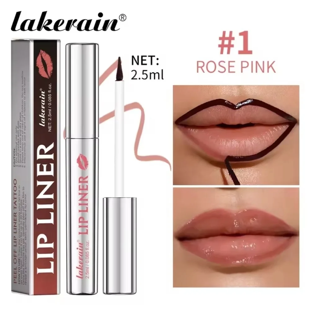 Lakerain Rose Pink Shade #1 Lip Liner Peel Off Tattoo New